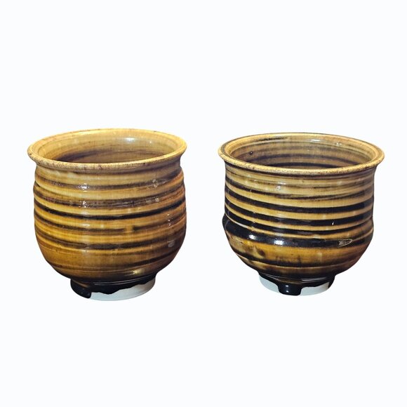 Vtg Signed MARK ZAMANTAKIS Studio Art Pottery Footed Ceramic Pots 3.5 Inches - Picture 5 of 13